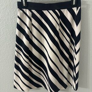 Ann Taylor Navy and Cream Striped A-Line Skirt